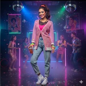 Curio NY Knitted open front Cardigan 55% linen Boho Chic S 80’s Festival Artsy